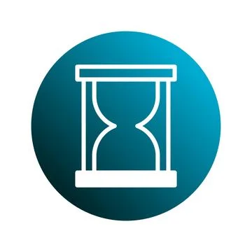 An hourglass time countdown symbol icon inside of a blue circle representin.. Stock Illustration