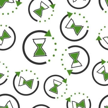 Hourglass time icon seamless pattern background. Business flat vector illustr 스톡 일러스트