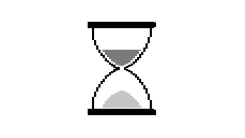 Hourglass Timer Icon mosaic pixelate effect vintage seamless looping 4k anima Stock Footage 130353936