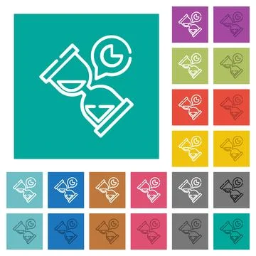 Hourglass timer outline square flat multi colored icons 스톡 일러스트