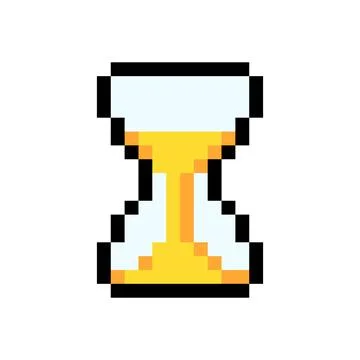 Hourglass timer sand clock loading waiting pixel art style game icon yellow 스톡 일러스트