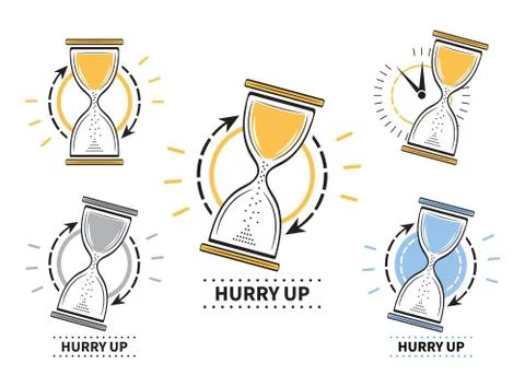 Hourglass timer vector icon set. Sand glass clock sign. Hurry up. Deadline イラスト素材
