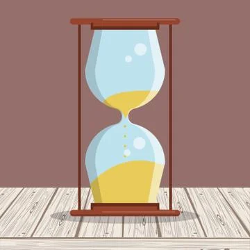 Hourglass vitnage clock on table 스톡 일러스트