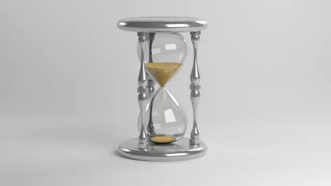 An hourglass on a white background. Falling yellow sand. 3D-rendering. Vídeo Stock 150892819