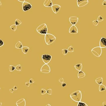 Hourglasses seamless vector pattern on yellow Illustrazione stock
