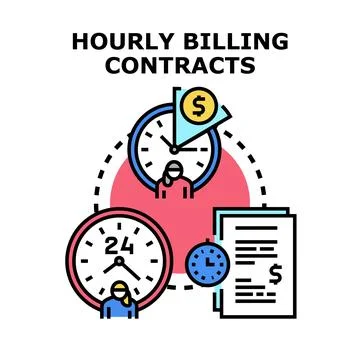 Hourly billing contracts managing time and payment for work Stock Illustration