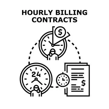 Hourly billing contracts managing time and payment for work Stock Illustration