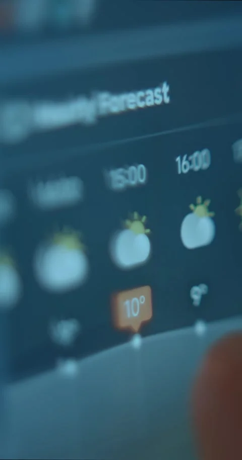 Hourly forecast on weather forecast app Stock-Footage 323367921
