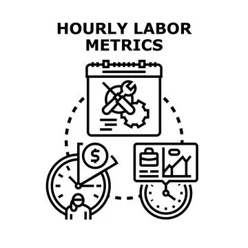 Hourly labor metrics analyzing work efficiency and time management イラスト素材