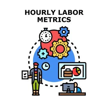 Hourly labor metrics presenting performance analysis infographic Stock Illustration
