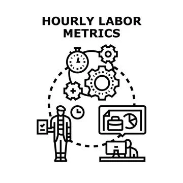 Hourly labor metrics presenting performance analysis infographic Stock Illustration