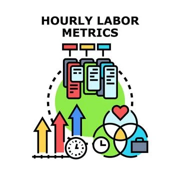 Hourly labor metrics tracking improving work performance and efficiency Stock Illustration