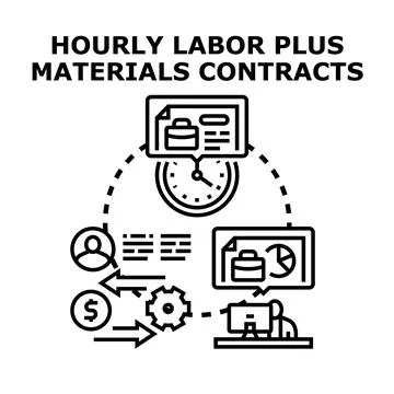 Hourly labor plus materials contracts concept Stock Illustration