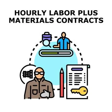 Hourly labor plus materials contracts concept illustration Stock Illustration