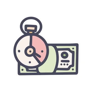 Hourly payment color vector doodle simple icon Stock Illustration