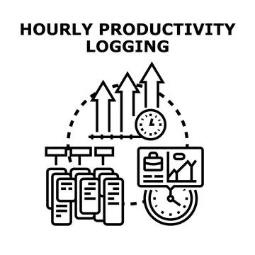 Hourly productivity logging progress tracking concept Stock Illustration
