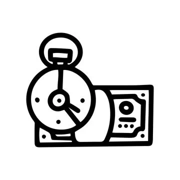 Hourly rate line vector doodle simple icon Stock Illustration