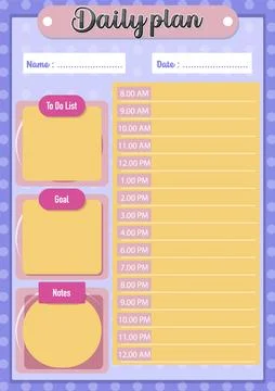 Hourly Schedule for Daily Lesson Plan Stock Illustration