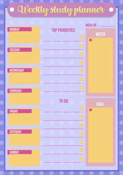 Hourly Schedule Lesson Plan for Effective Time Management Stock Illustration