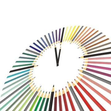 Hours of colored pencils Stock Illustration