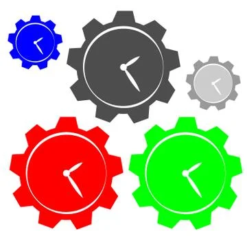 Hours with gear on white background Stock Illustration