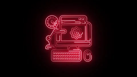 Hours Isolated on Black Background Neon Time Schedule Animation Stock Footage 328106682