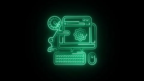 Hours Isolated on Black Background Neon Time Schedule Animation Stock Footage 328106726