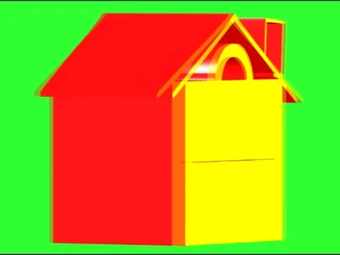 House 2 Floor Red and Yellow Green Screen1 库存影片 104292248