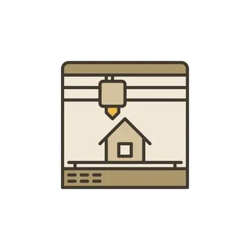 House 3D Print vector concept colored icon or symbol Ilustración de archivo