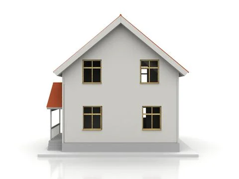 House 3d rendering illustration with open interior on top. Blueprints, docume Stock Illustration