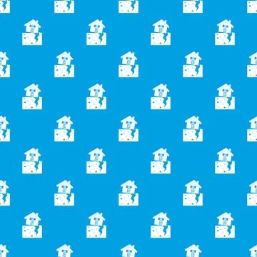 House after an earthquake pattern seamless blue Stock Illustration