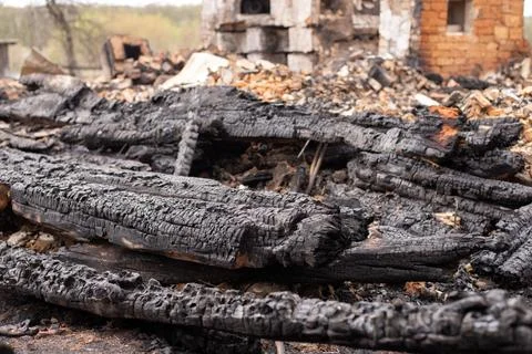 House after wildfire Stock Photos