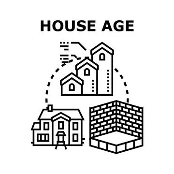 House age concept, measuring property timeline Stock Illustration