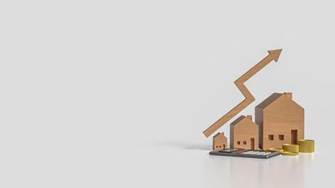 The House and Arrow up for Business concept 3d Rendering. Illustrazione stock