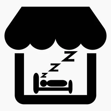 House and bed. Vector icon. Hotel. Hostel. Stock Illustration