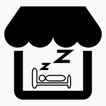 House and bed. Vector icon. Hotel. Hostel. Stock Illustration