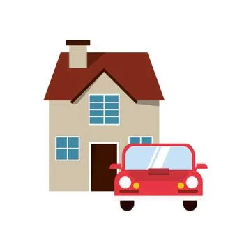 House and car  icon Stock Illustration