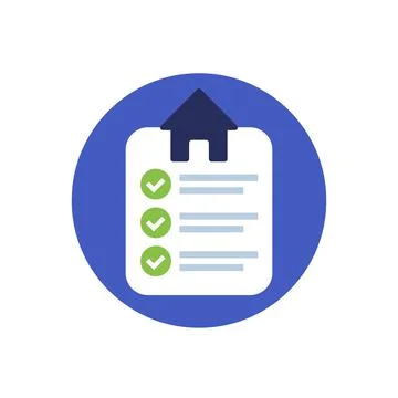 House and checklist flat icon on white Stock Illustration