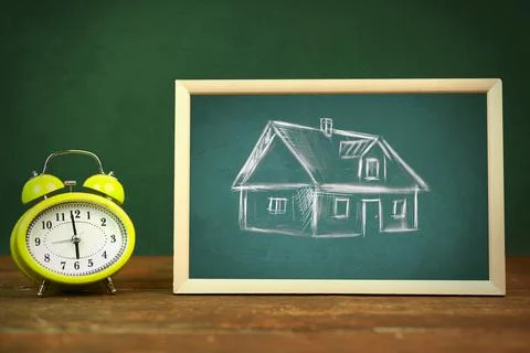 House and clock Stock Photos
