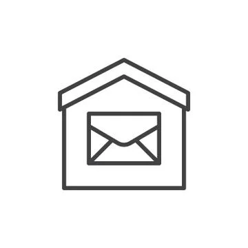 House and envelope line icon, outline vector sign, linear style pictogram Stock Illustration