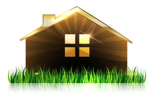 House and grass at the front Stock Illustration