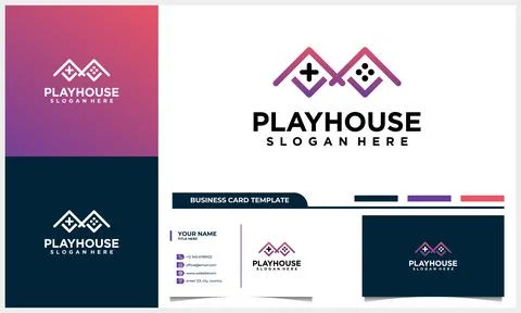 House and home with game controller logo concept and business card template Stock Illustration