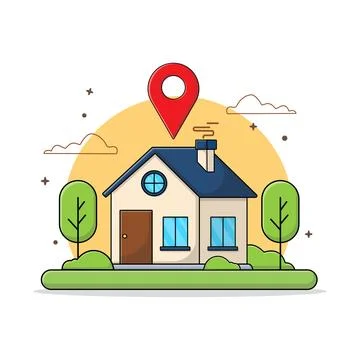 House and Location Symbol Vector Illustration. Delivery Service Concept Design Stock-Illustration