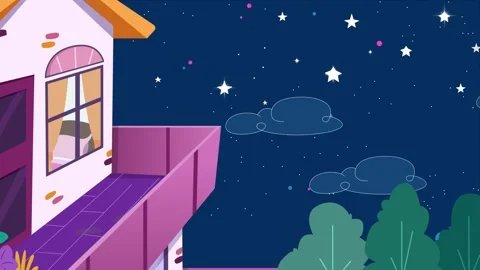 A House and Night Sky Animation Stock Footage 246777443