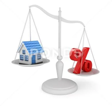 House and percentage symbol balancing Stock Illustration