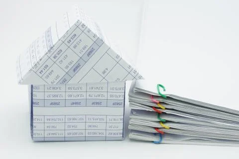 House and pile overload document Stockfoto's