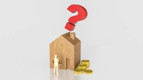 The House and question mark for real estate or property concept 3d rendering. Stock Illustration