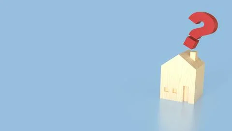 The House and question mark for real estate or property concept 3d rendering. Stock Illustration