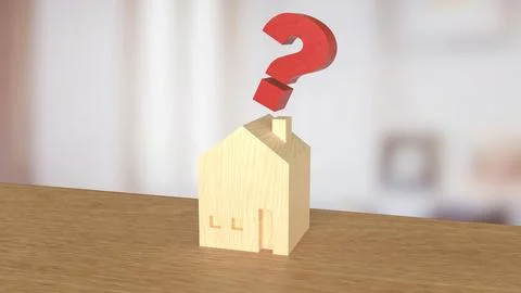 The House and question mark for real estate or property concept 3d rendering. 스톡 일러스트
