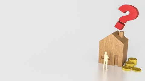 The House and question mark for real estate or property concept 3d rendering. Stock Illustration